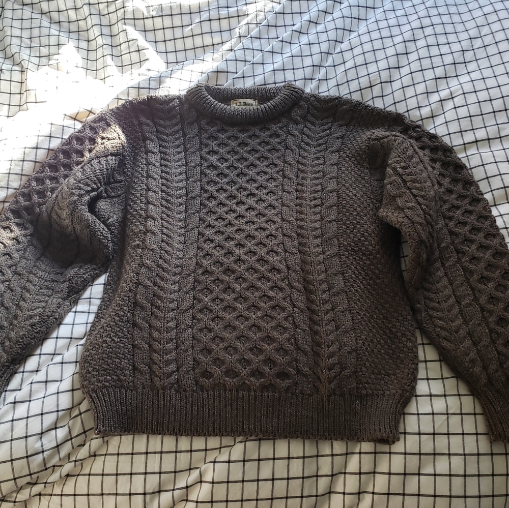 LL Bean Heritage Irish Fisherman's Sweater Size M